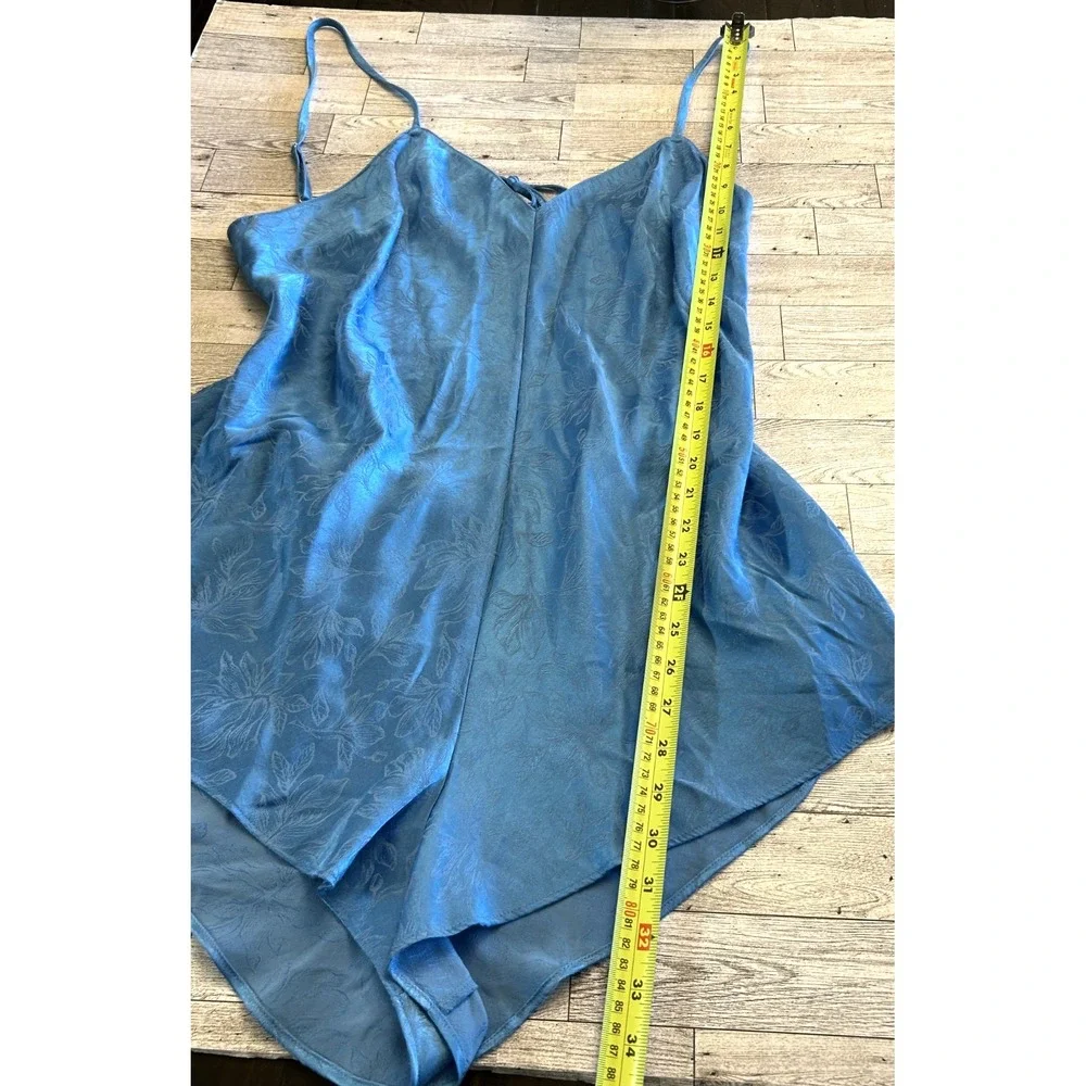 VICTORIA'S SECRET Women's Light Blue Tie-Back Jacquard Romper‎ Chemise XL XLARGE
